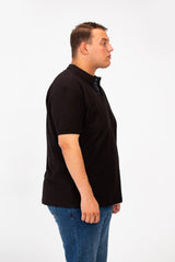 تي شيرت بولو رجالي كبير الحجم بأكمام قصيرة وأزرار نصف أمامية