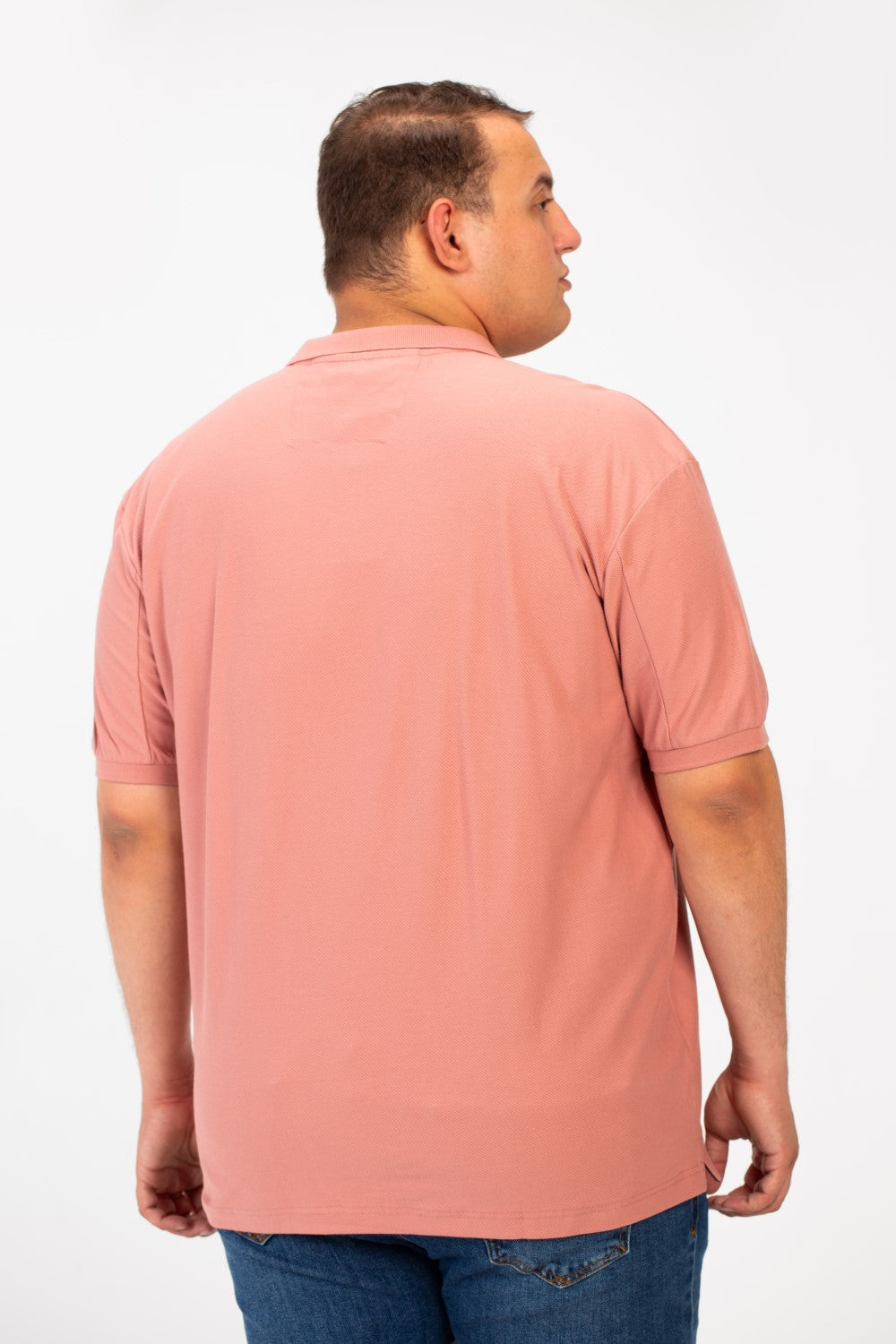 تي شيرت بولو رجالي كبير الحجم بأكمام قصيرة وأزرار نصف أمامية