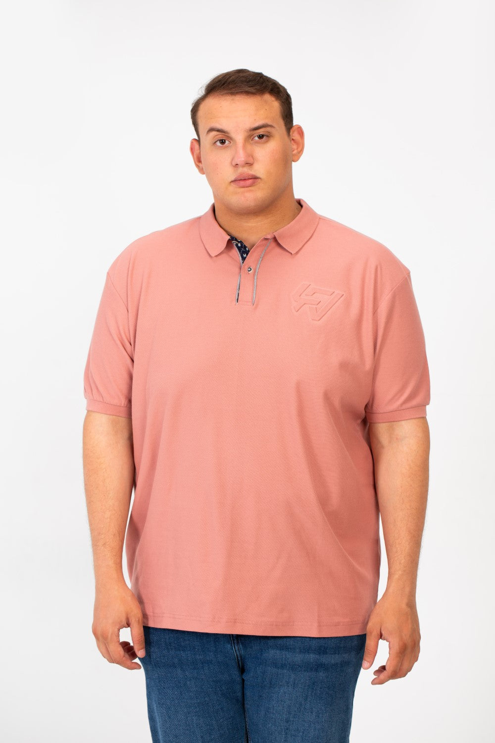 تي شيرت بولو رجالي كبير الحجم بأكمام قصيرة وأزرار نصف أمامية