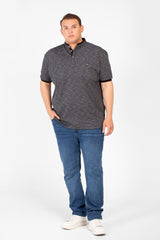 تي شيرت بولو رجالي كبير الحجم بأكمام قصيرة وأزرار أمامية نصفية أساسية