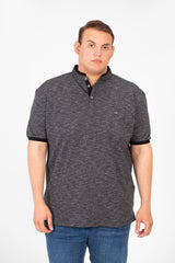 تي شيرت بولو رجالي كبير الحجم بأكمام قصيرة وأزرار أمامية نصفية أساسية