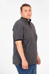 تي شيرت بولو رجالي كبير الحجم بأكمام قصيرة وأزرار أمامية نصفية أساسية