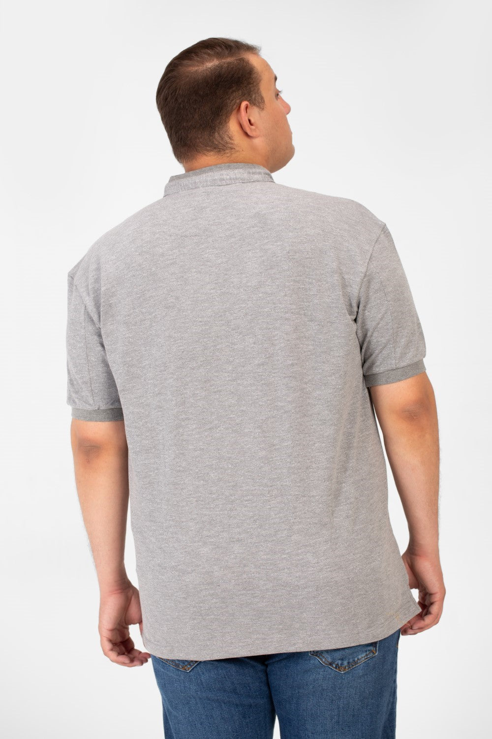 تي شيرت بولو رجالي كبير الحجم بأكمام قصيرة وأزرار أمامية نصفية أساسية