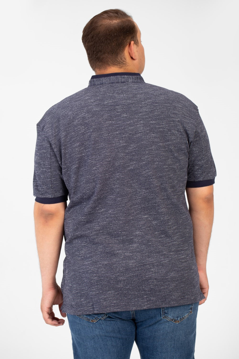 تي شيرت بولو رجالي كبير الحجم بأكمام قصيرة وأزرار أمامية نصفية أساسية