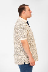 تي شيرت بولو جاكار رجالي كبير الحجم بطباعة كاملة وأكمام نصفية