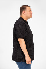 تي شيرت بولو جاكار مطبوع بأكمام قصيرة للرجال بمقاسات كبيرة