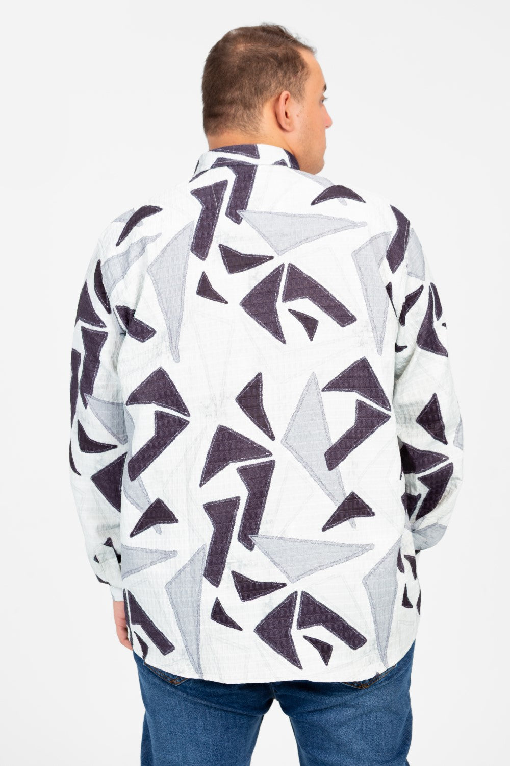 قميص رجالي مطبوع بأكمام طويلة ومقاس كبير