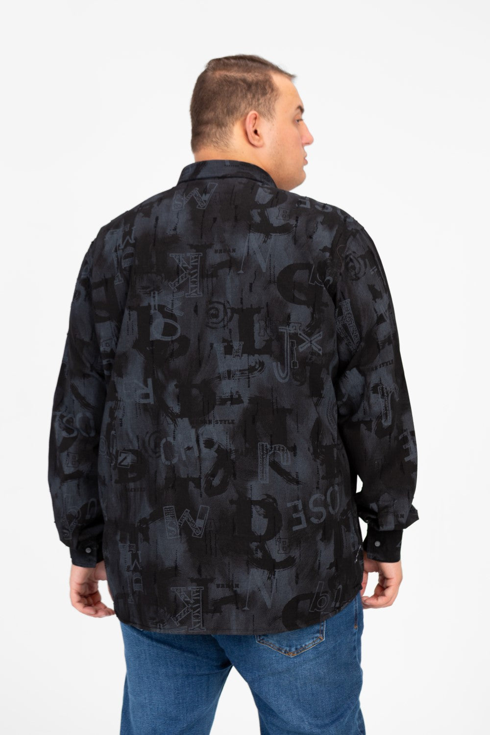 قميص رجالي مطبوع بأكمام طويلة ومقاس كبير