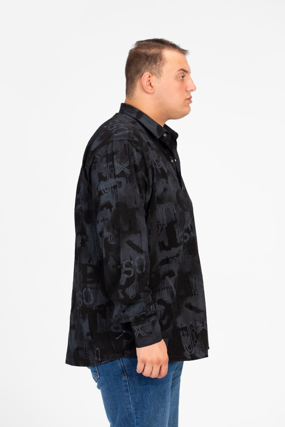 قميص رجالي مطبوع بأكمام طويلة ومقاس كبير