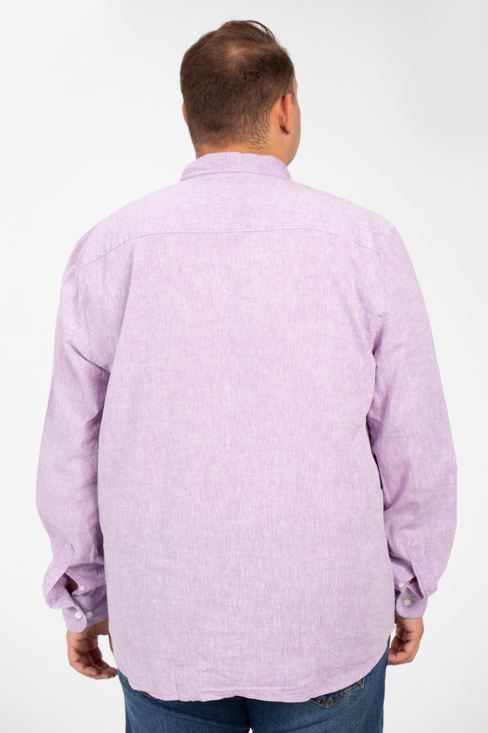 قميص رجالي أساسي بأكمام طويلة ومقاس كبير بألوان صيفية أساسية