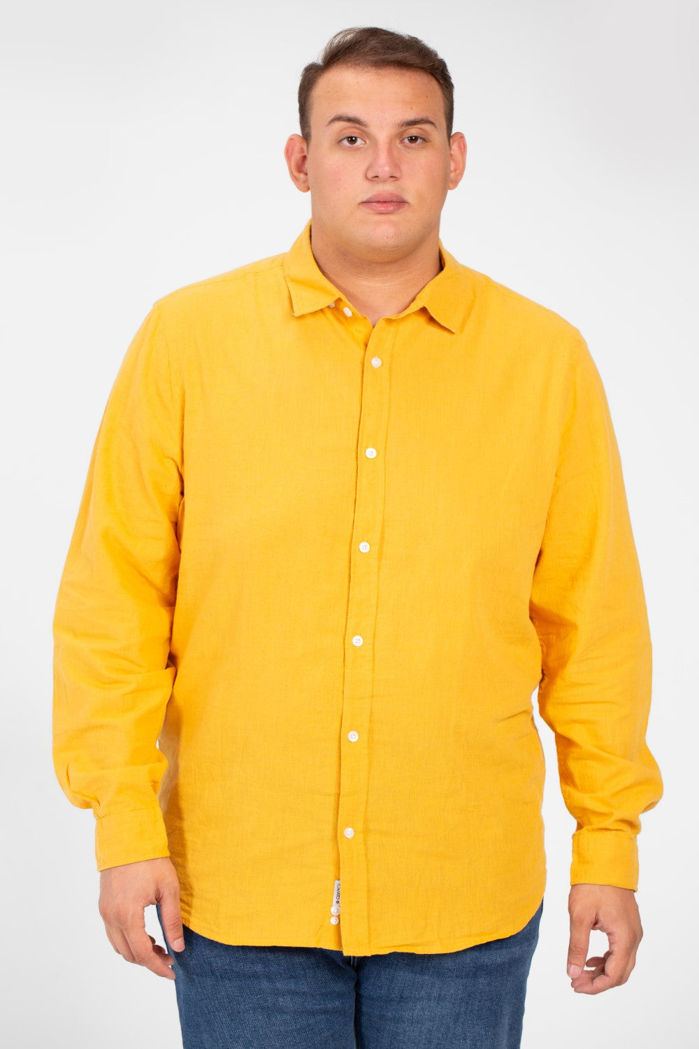 قميص رجالي أساسي بأكمام طويلة ومقاس كبير بألوان صيفية أساسية