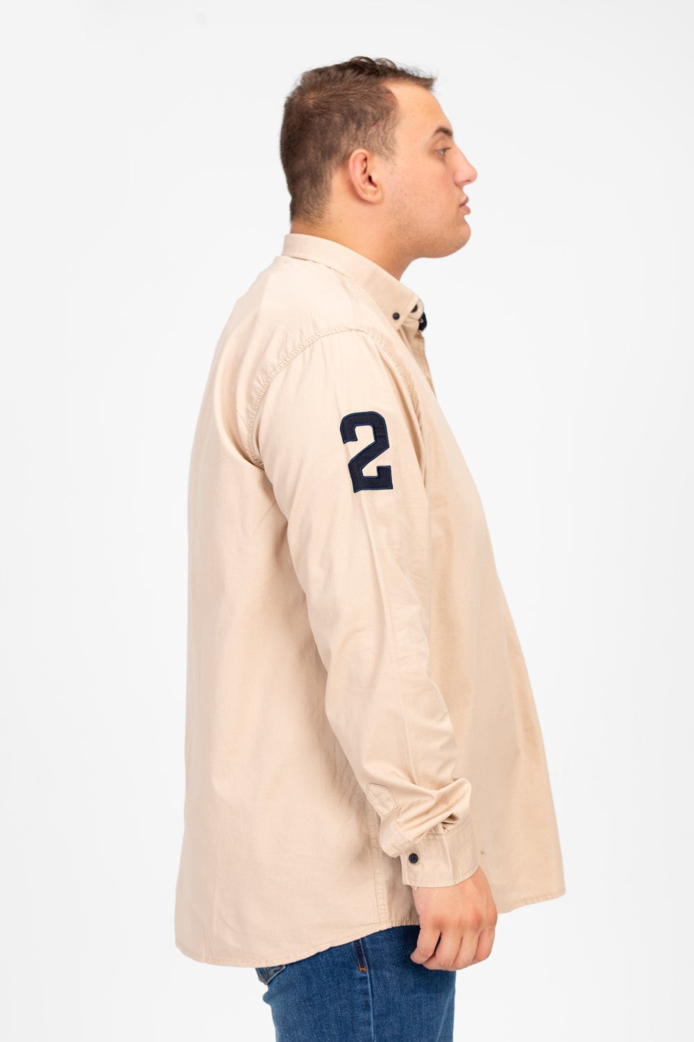 قميص طماطم رجالي أساسي بأكمام طويلة ومقاس كبير