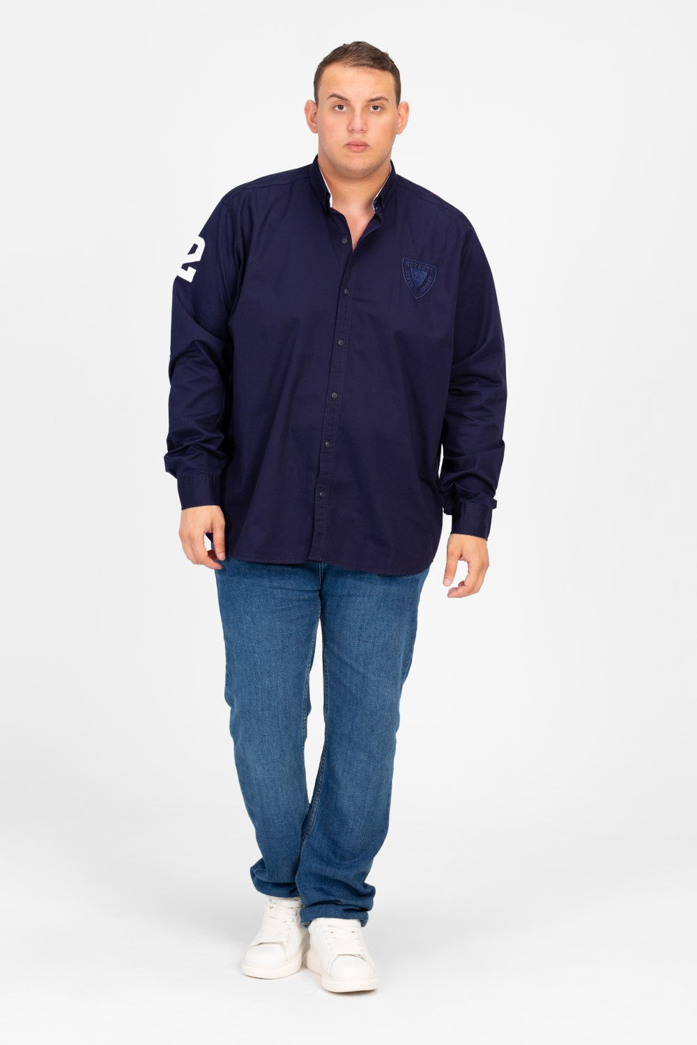 قميص طماطم رجالي أساسي بأكمام طويلة ومقاس كبير