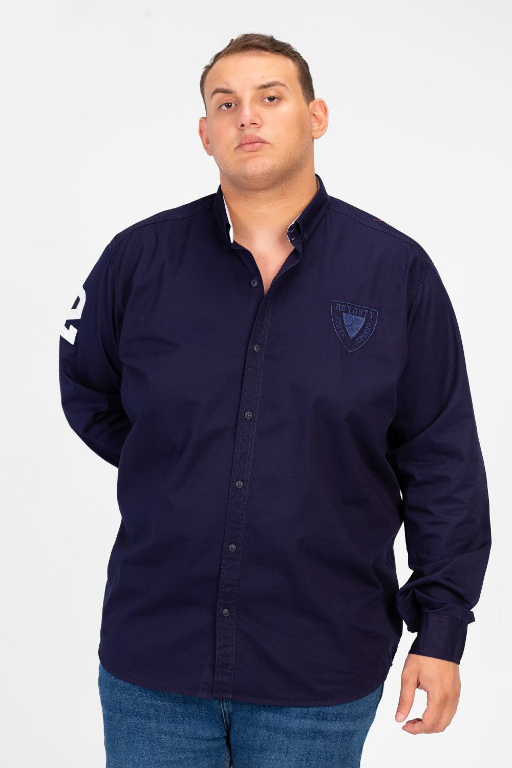 قميص طماطم رجالي أساسي بأكمام طويلة ومقاس كبير