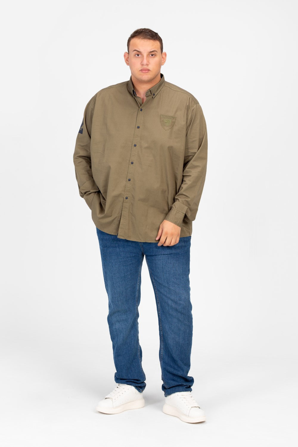 قميص طماطم رجالي أساسي بأكمام طويلة ومقاس كبير