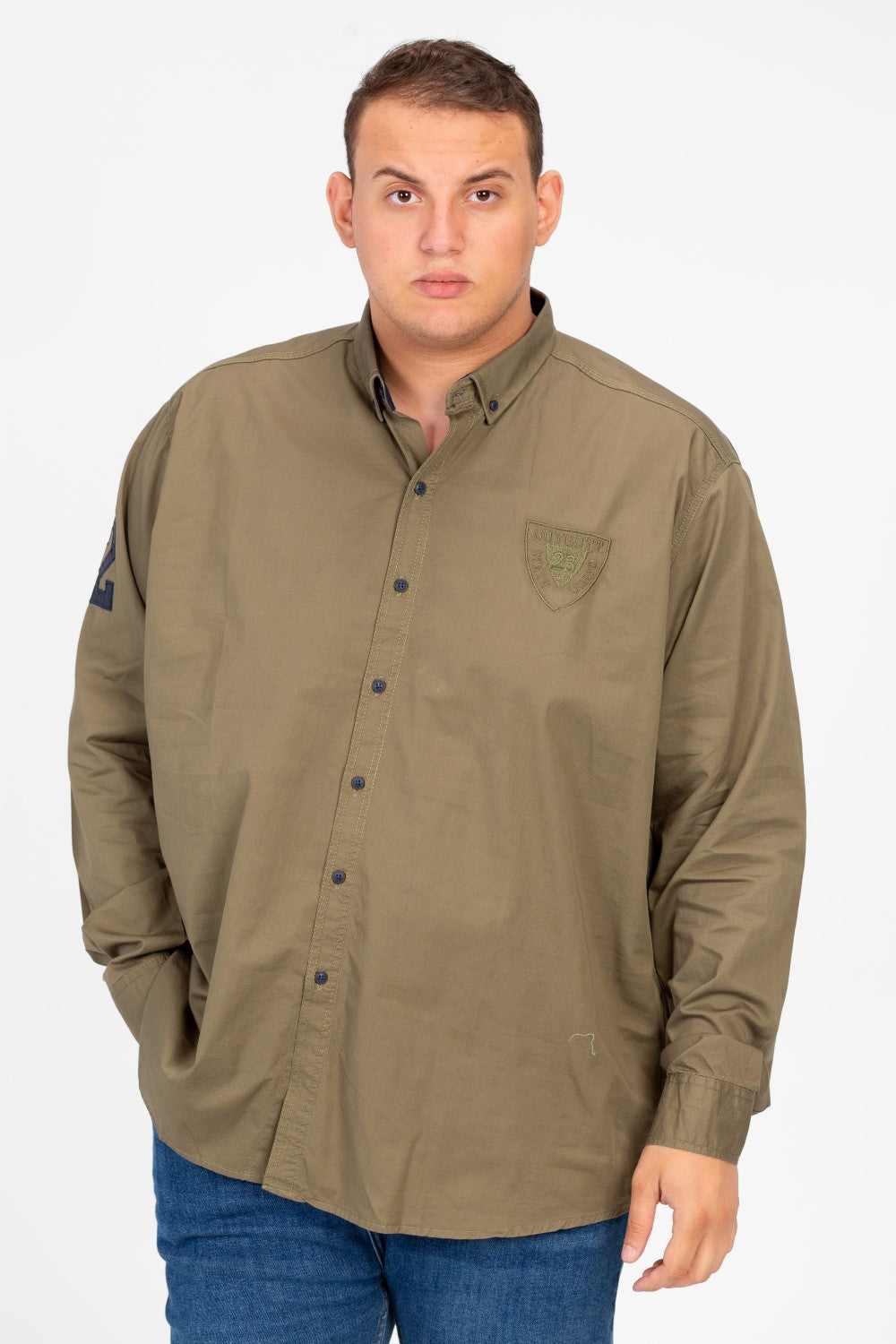 قميص طماطم رجالي أساسي بأكمام طويلة ومقاس كبير