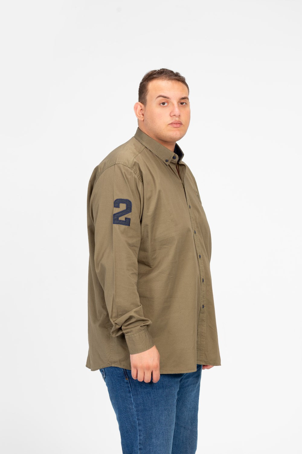 قميص طماطم رجالي أساسي بأكمام طويلة ومقاس كبير