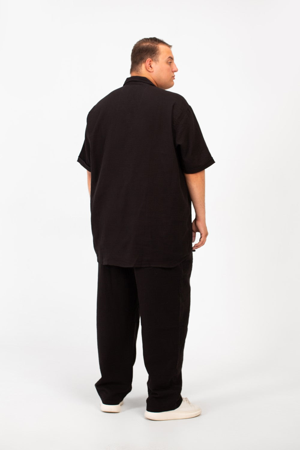 Men's Big Size Summer Outfit Half Sleeved Shirt And Pants Made Of Practical Fabric Suitable For Every Day