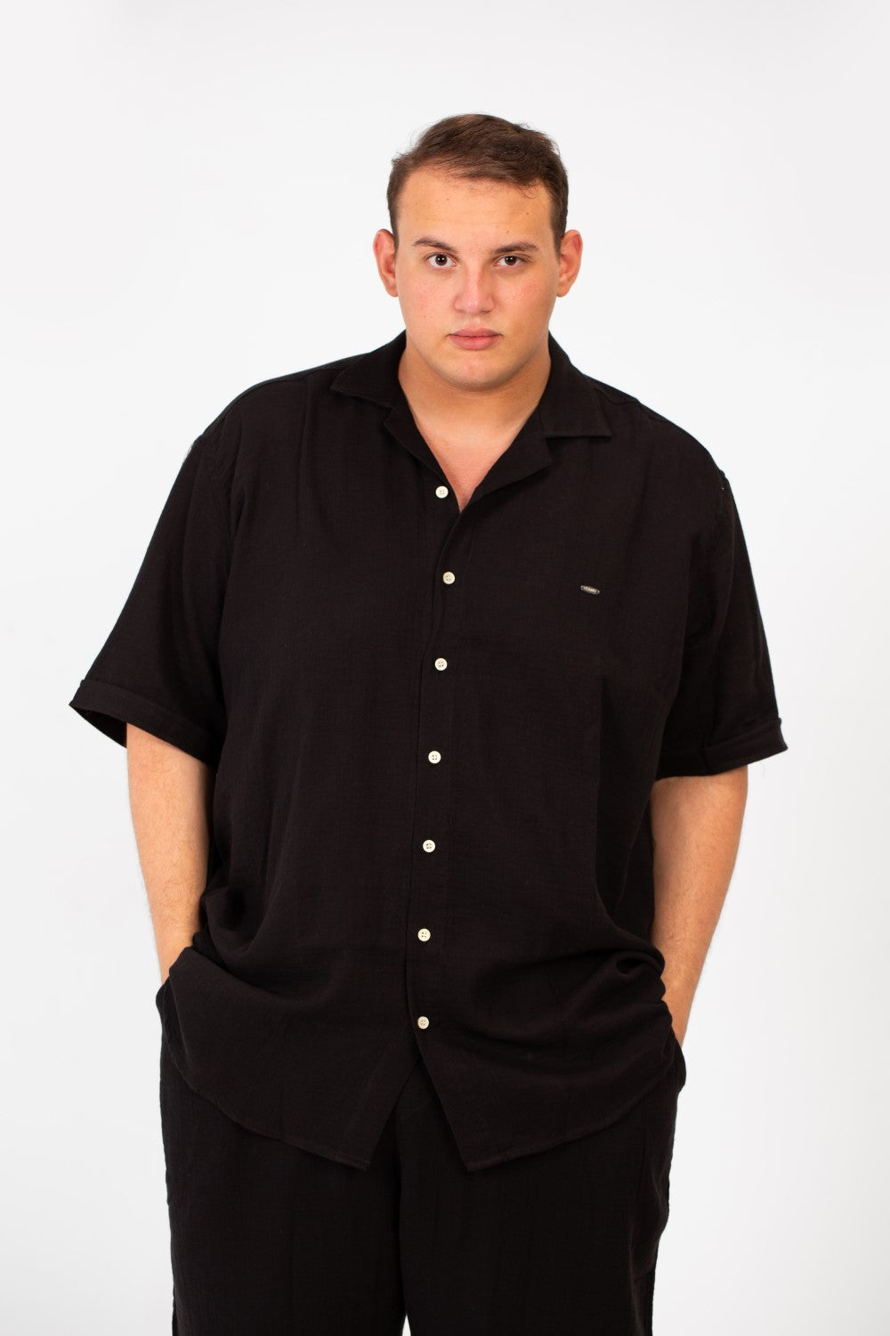 Men's Big Size Summer Outfit Half Sleeved Shirt And Pants Made Of Practical Fabric Suitable For Every Day