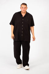 Men's Big Size Summer Outfit Half Sleeved Shirt And Pants Made Of Practical Fabric Suitable For Every Day