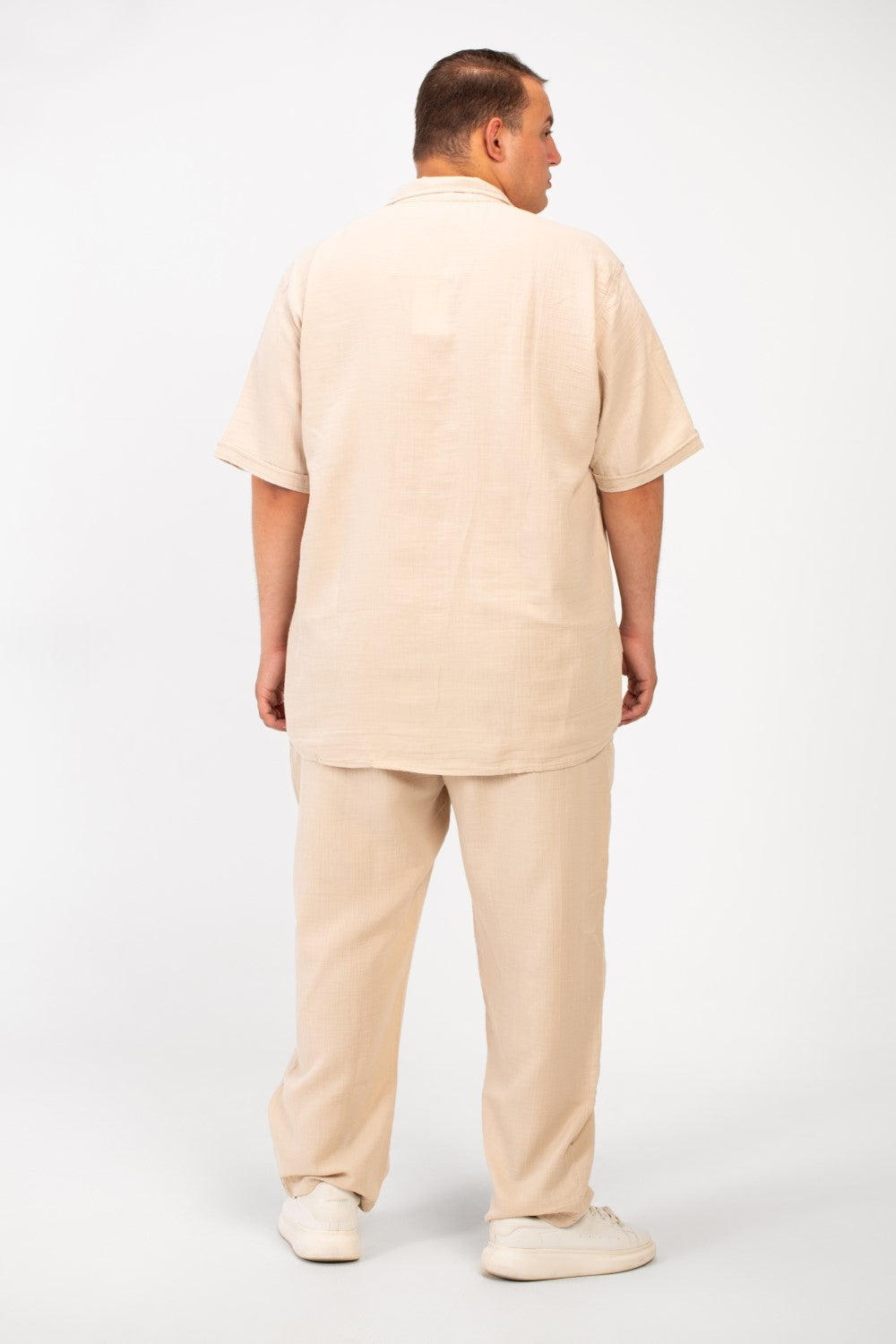 Men's Big Size Summer Outfit Half Sleeved Shirt And Pants Made Of Practical Fabric Suitable For Every Day