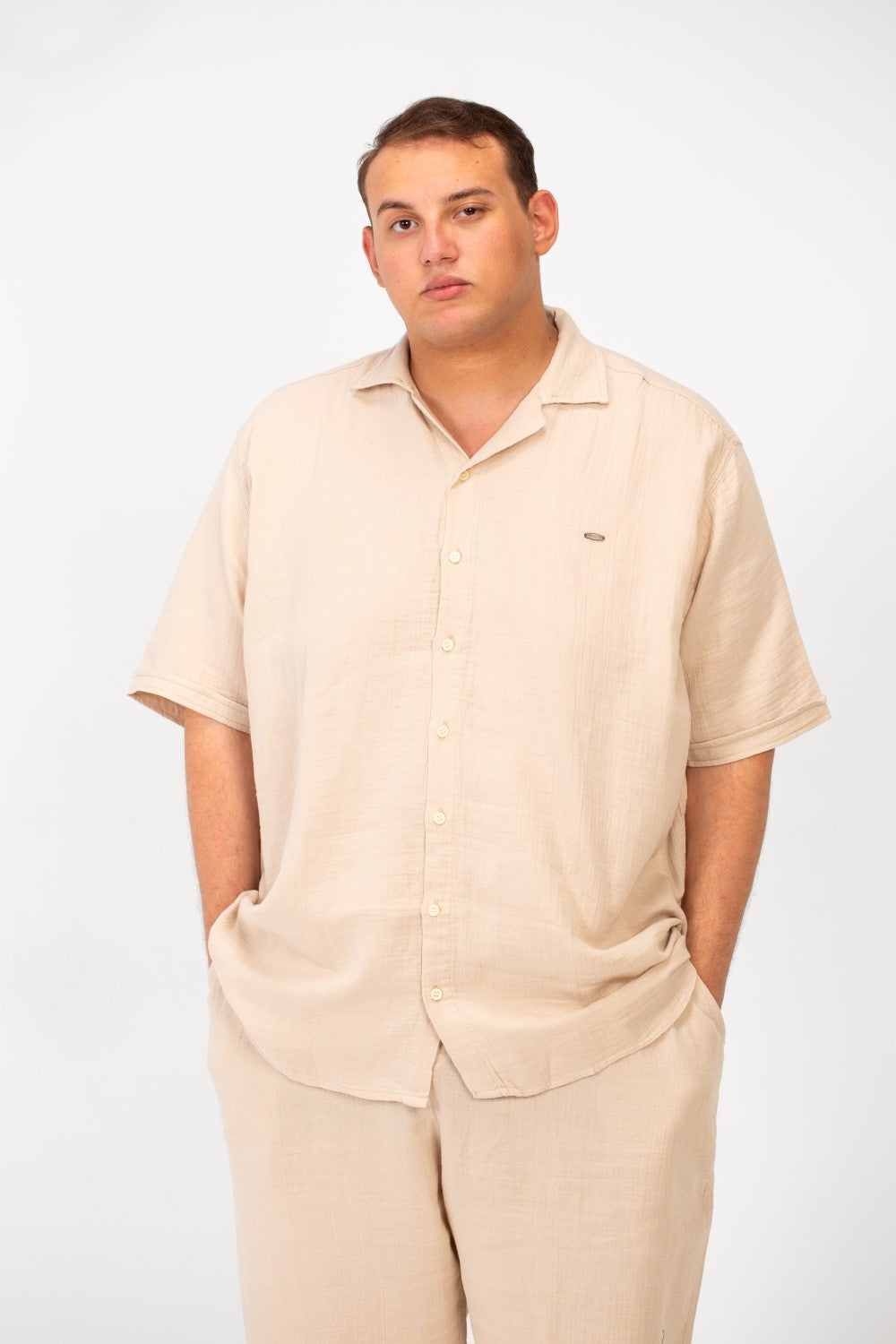 Men's Big Size Summer Outfit Half Sleeved Shirt And Pants Made Of Practical Fabric Suitable For Every Day