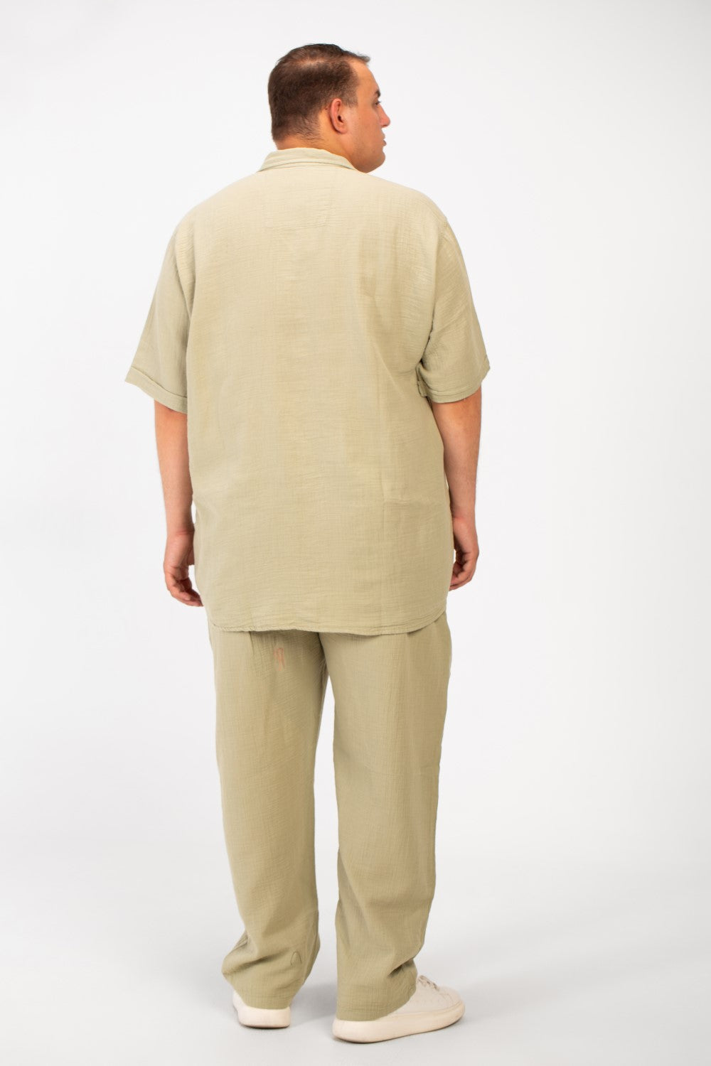 Men's Big Size Summer Outfit Half Sleeved Shirt And Pants Made Of Practical Fabric Suitable For Every Day