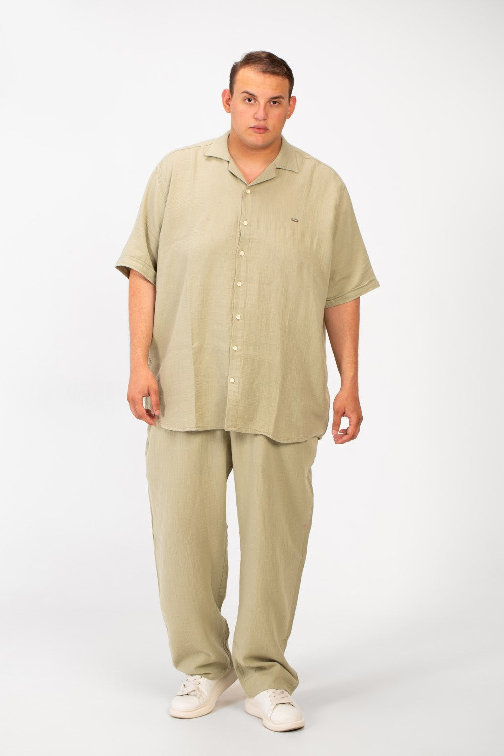 Men's Big Size Summer Outfit Half Sleeved Shirt And Pants Made Of Practical Fabric Suitable For Every Day