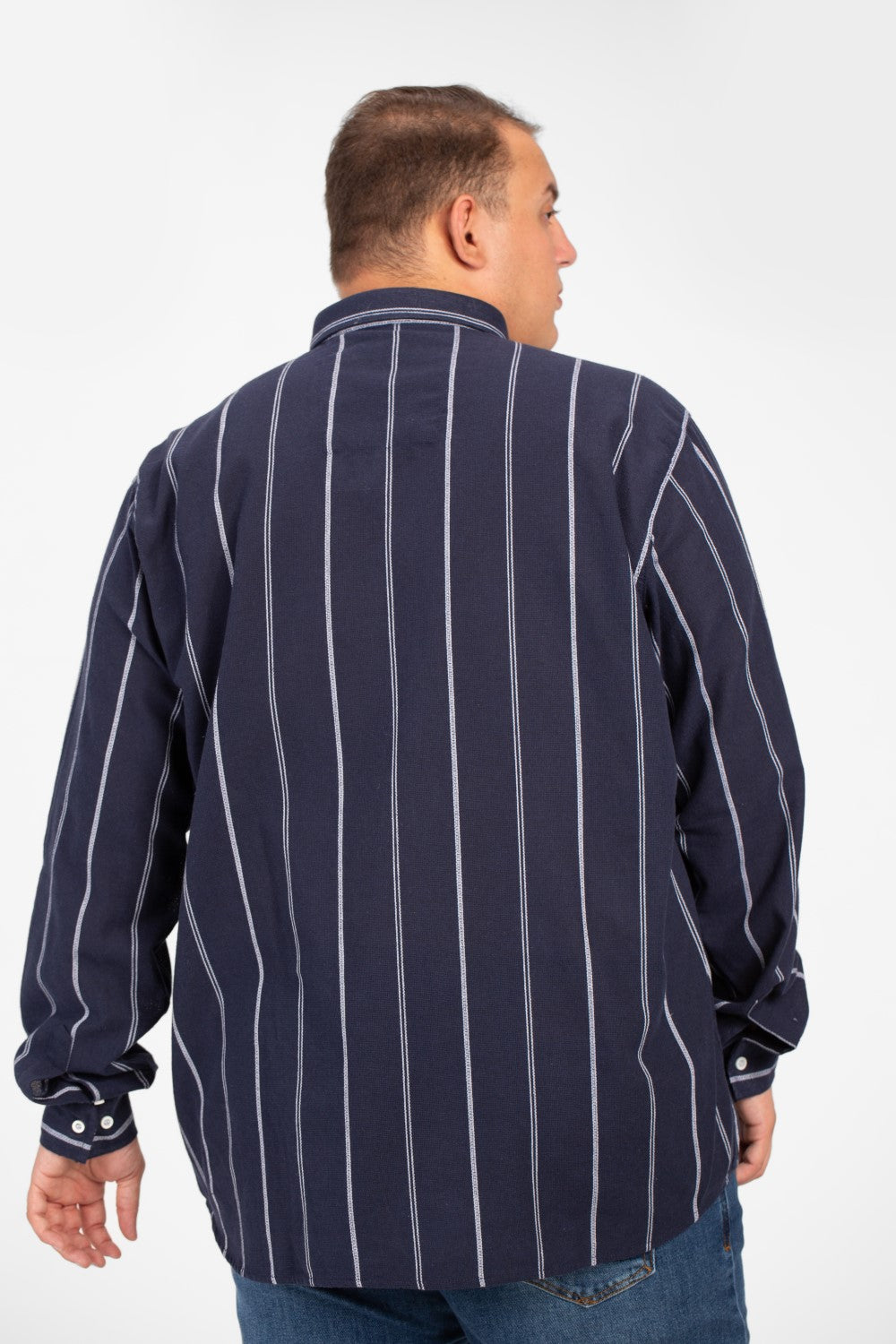 قميص رجالي صيفي مخطط بأكمام طويلة ومقاس كبير وعالي الجودة