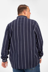 قميص رجالي صيفي مخطط بأكمام طويلة ومقاس كبير وعالي الجودة