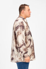 قميص جاكار رجالي مطبوع بأكمام طويلة ومقاس كبير