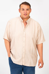 قميص رجالي مخطط نصف كم قابل للتنفس بمقاس كبير