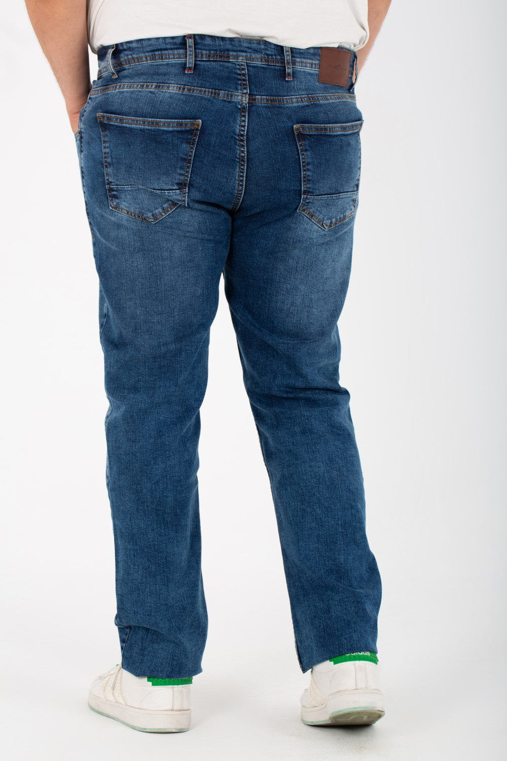 بنطلون جينز رجالي مستعمل مقاس كبير بخمسة جيوب وألوان أساسية