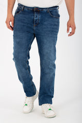 بنطلون جينز رجالي مستعمل مقاس كبير بخمسة جيوب وألوان أساسية