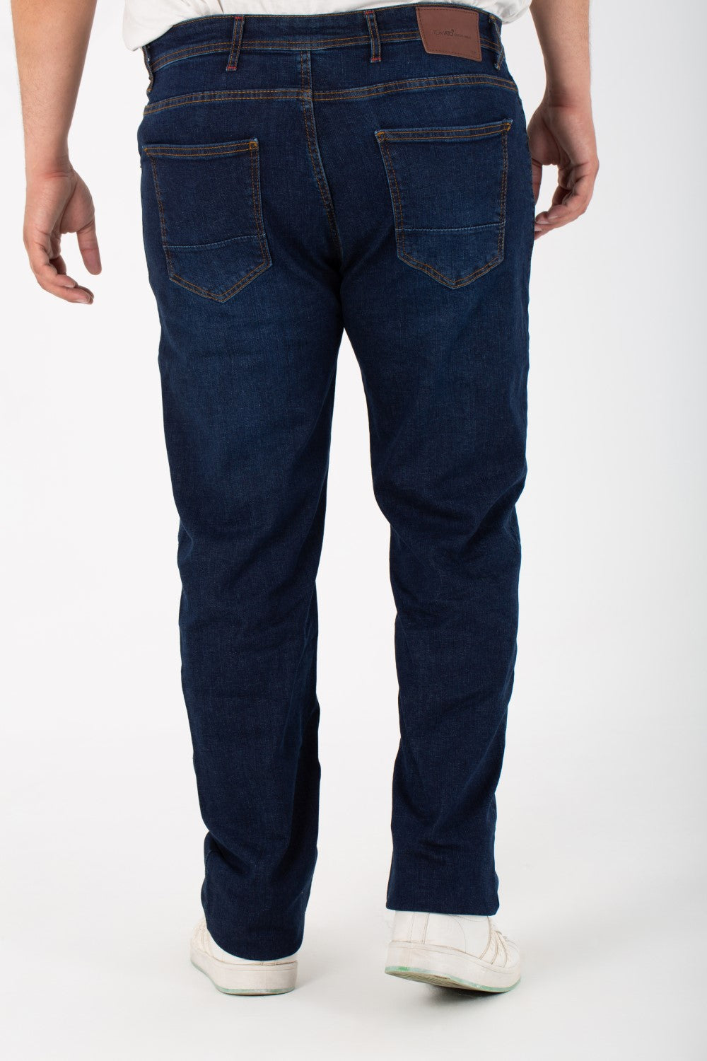 بنطلون جينز رجالي مستعمل مقاس كبير بخمسة جيوب وألوان أساسية