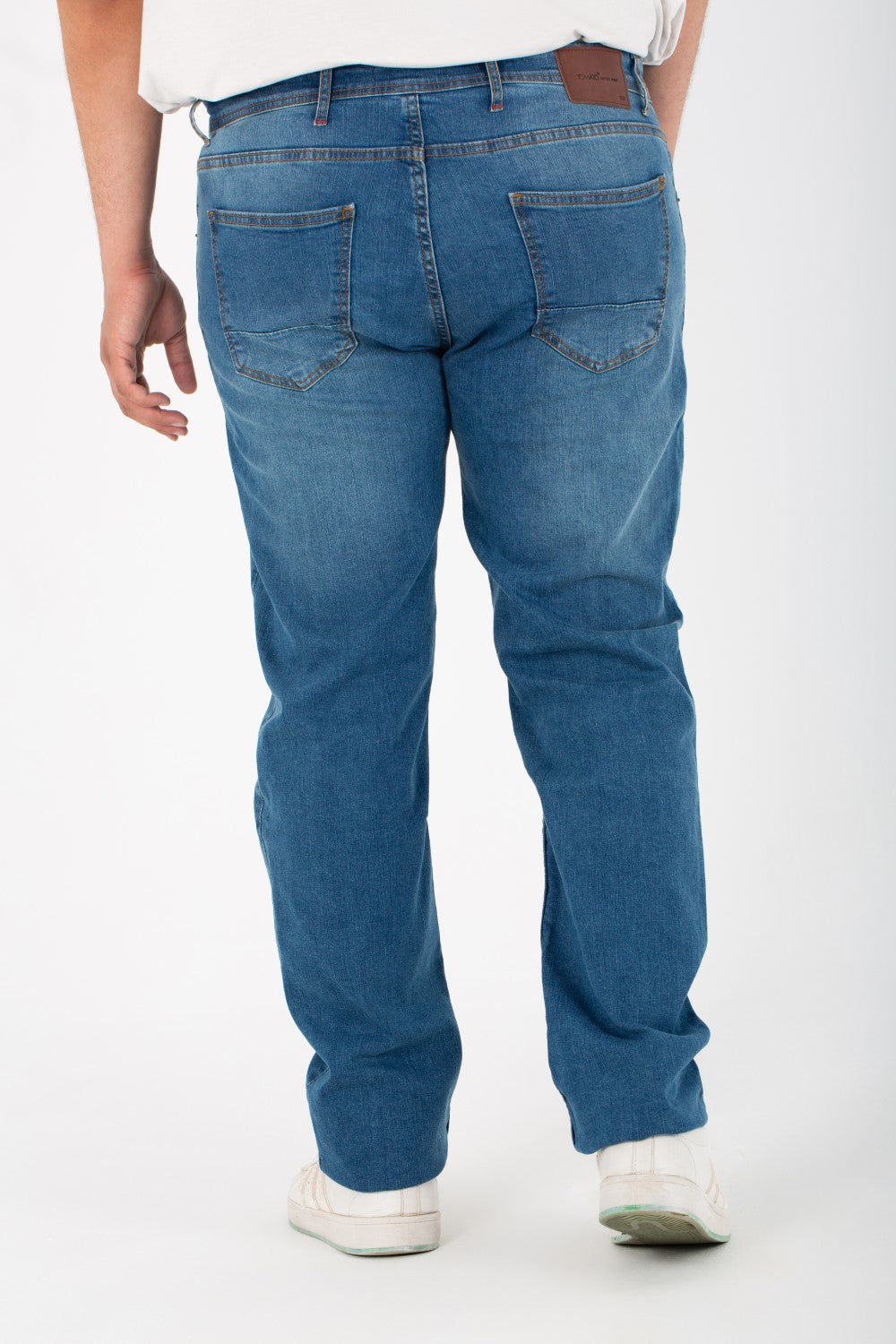 بنطلون جينز رجالي مستعمل مقاس كبير بخمسة جيوب وألوان أساسية