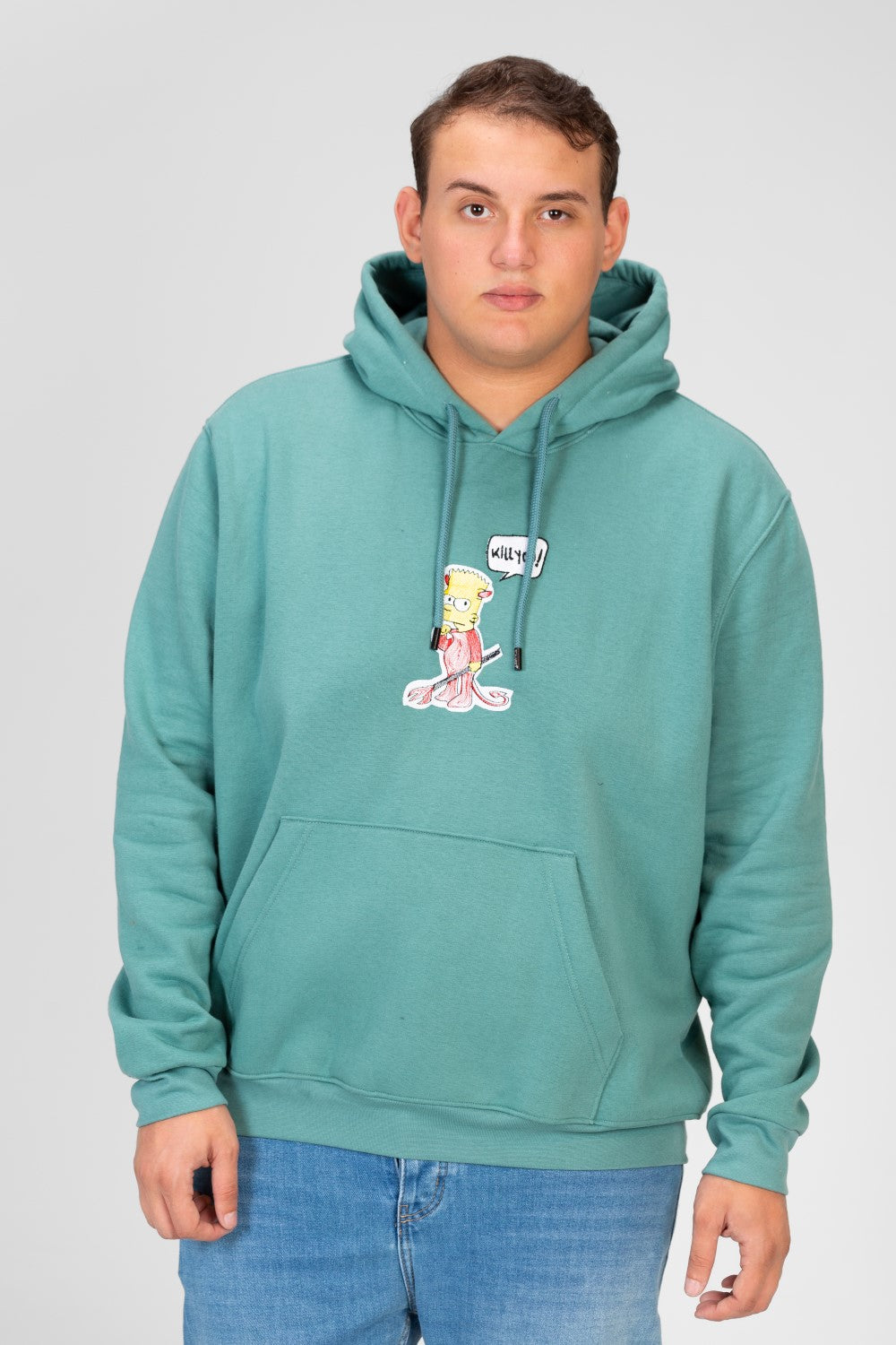 Men's Big size Hoodie With Graphic Print And Front Pocket