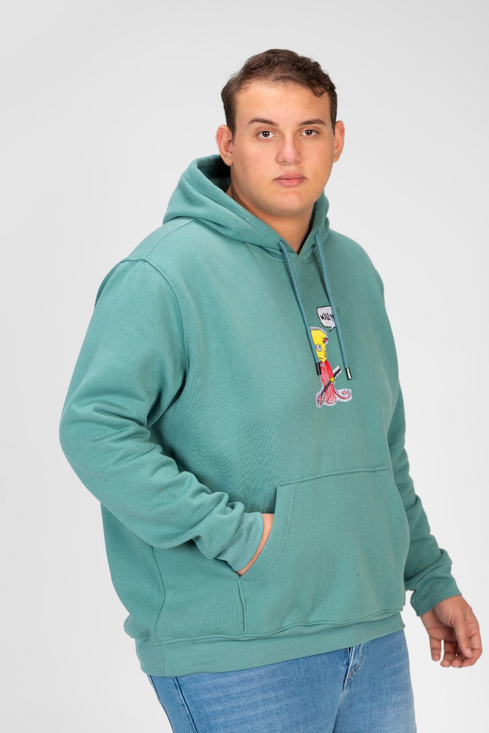 Men's Big size Hoodie With Graphic Print And Front Pocket
