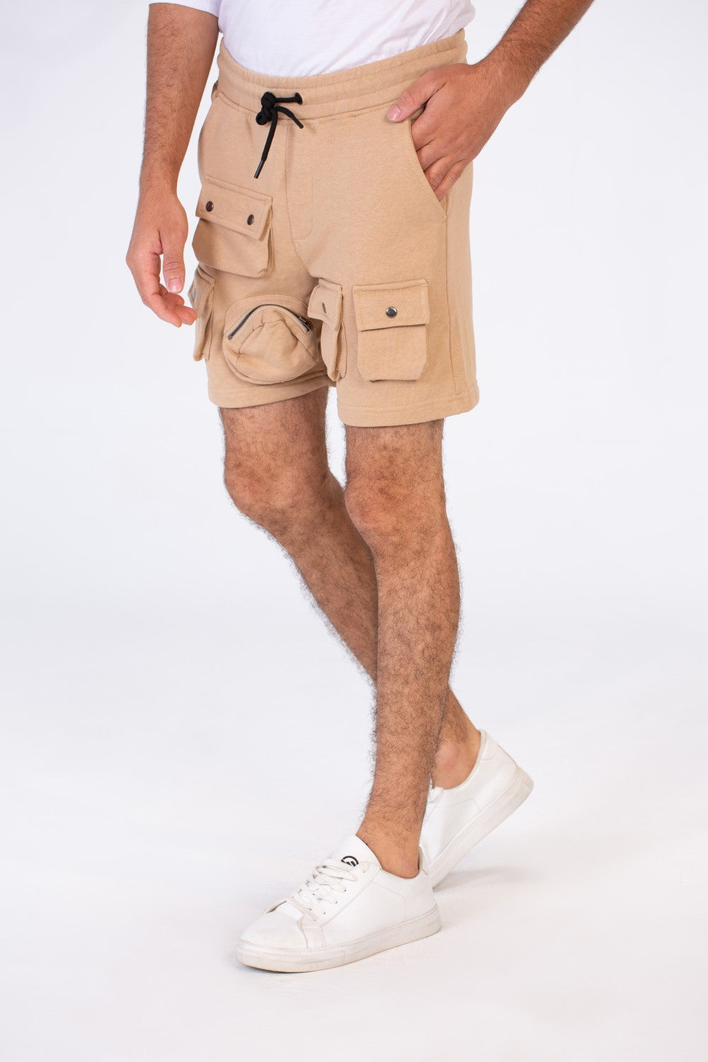 Men's Melton Short With Distinctive Front Pockets And An Elastic Band In The Middle