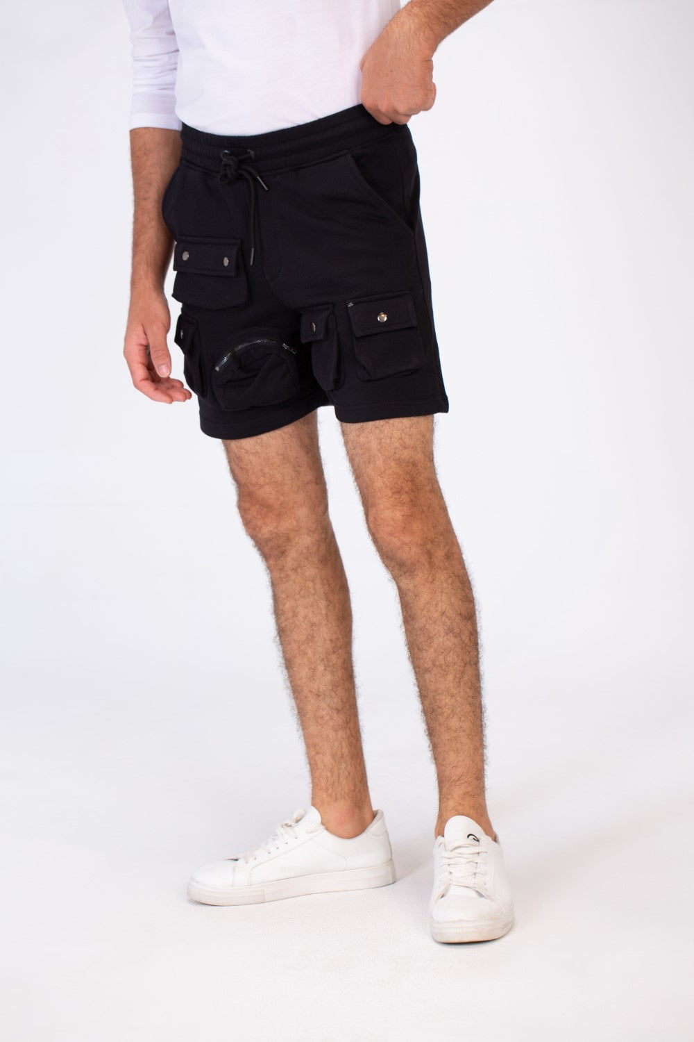 Men's Melton Short With Distinctive Front Pockets And An Elastic Band In The Middle