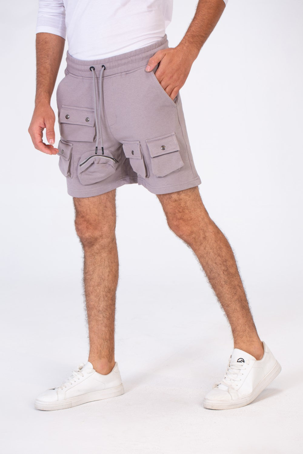Men's Melton Short With Distinctive Front Pockets And An Elastic Band In The Middle