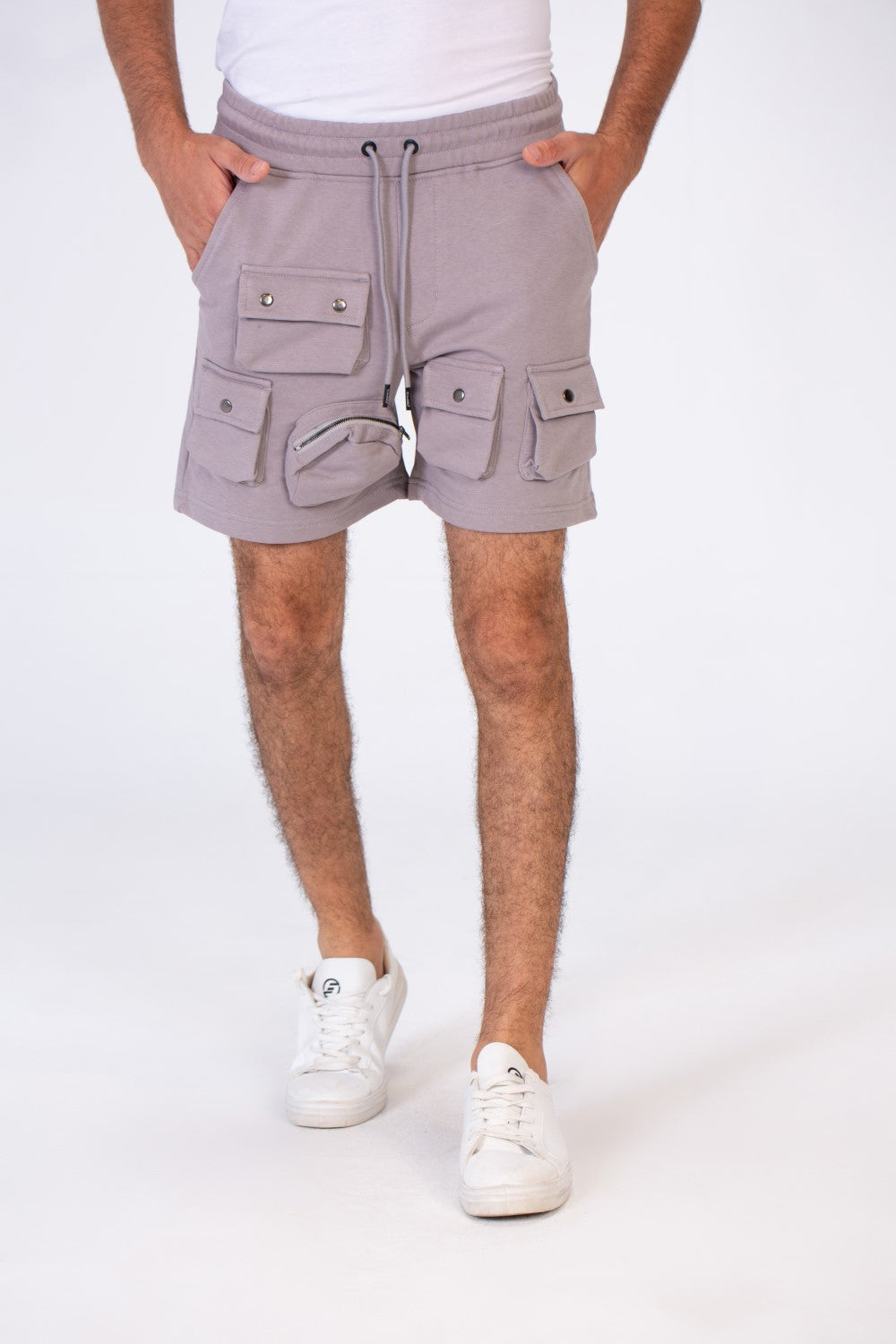 Men's Melton Short With Distinctive Front Pockets And An Elastic Band In The Middle