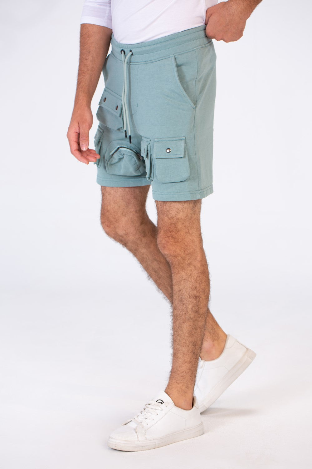 Men's Melton Short With Distinctive Front Pockets And An Elastic Band In The Middle