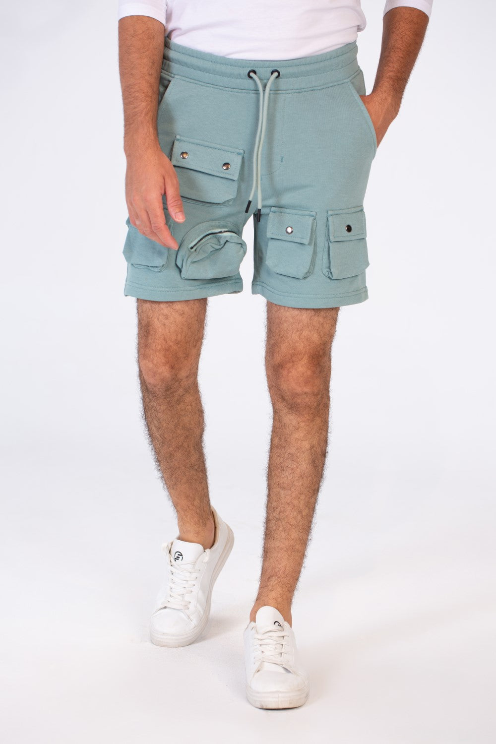 Men's Melton Short With Distinctive Front Pockets And An Elastic Band In The Middle
