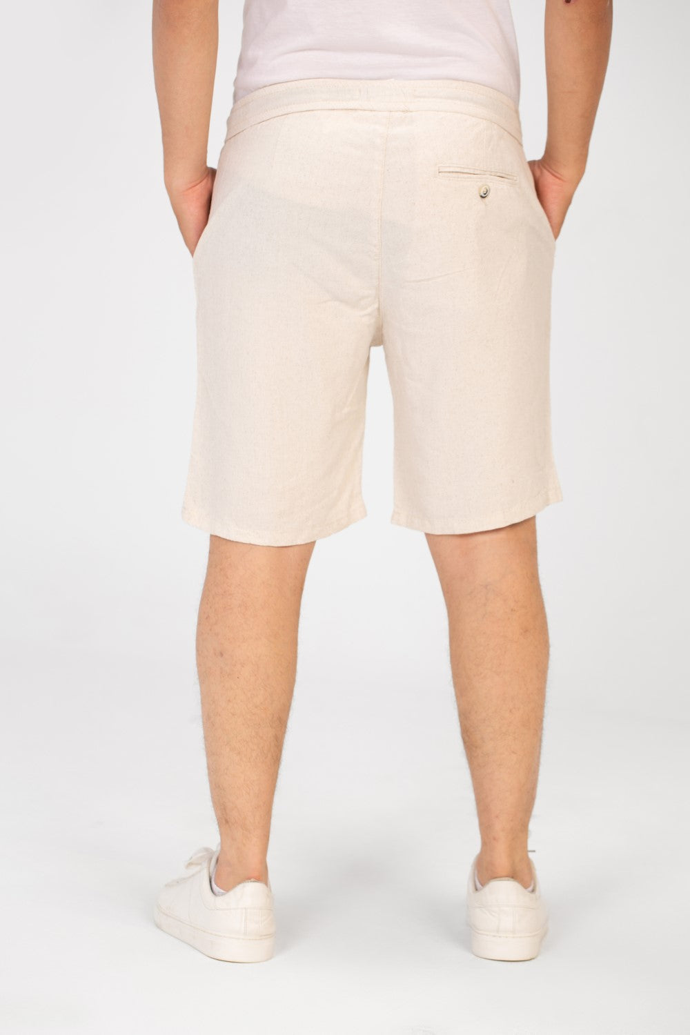Men's Basic Linen Short With A Middle Drawstring And Pockets Comfortable And High Quality