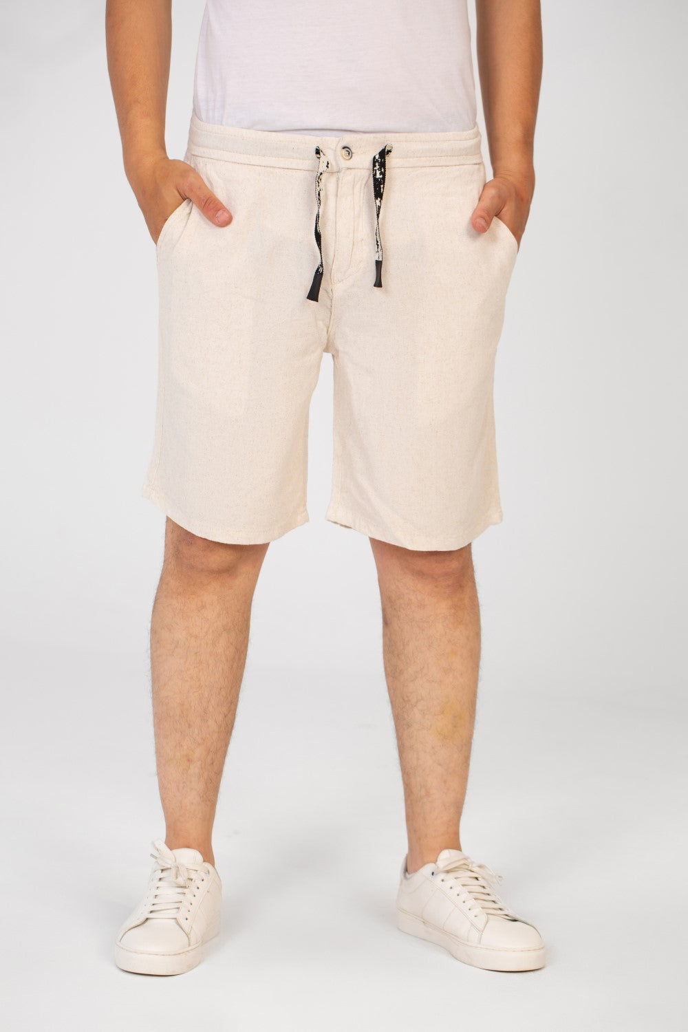 Men's Basic Linen Short With A Middle Drawstring And Pockets Comfortable And High Quality
