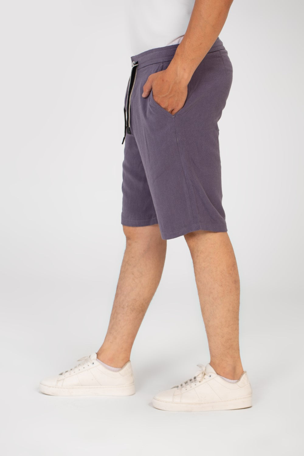 Men's Basic Linen Short With A Middle Drawstring And Pockets Comfortable And High Quality