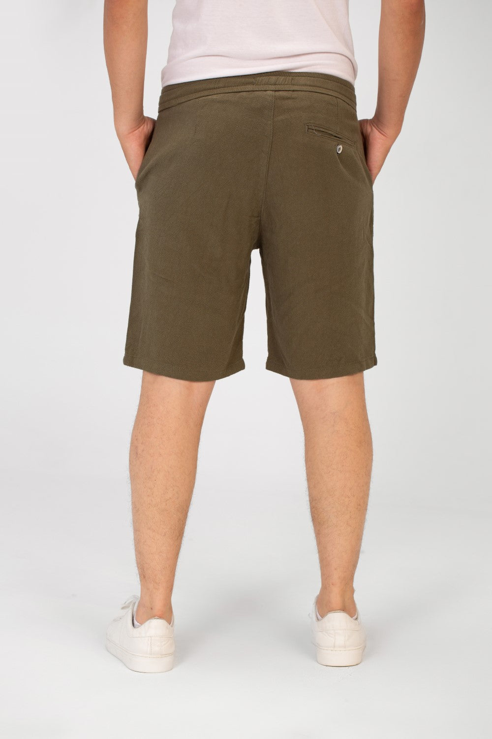 Men's Basic Linen Short With A Middle Drawstring And Pockets Comfortable And High Quality