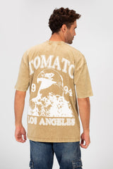 Men's Bolivar Oversized Tomato Print Short Sleeves Crew Neck T-shirt