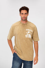 Men's Bolivar Oversized Tomato Print Short Sleeves Crew Neck T-shirt